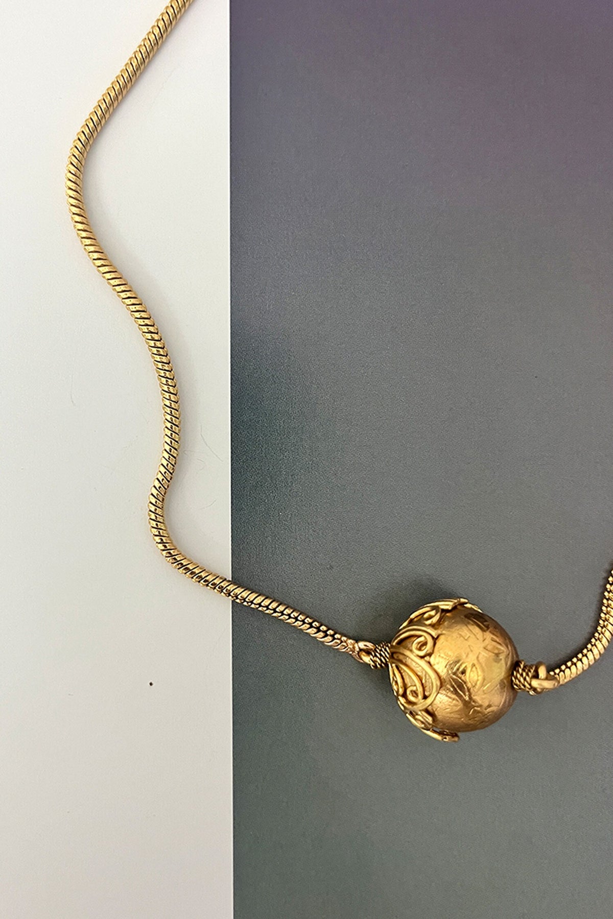 Ojas Engrqaved Ball Necklace 