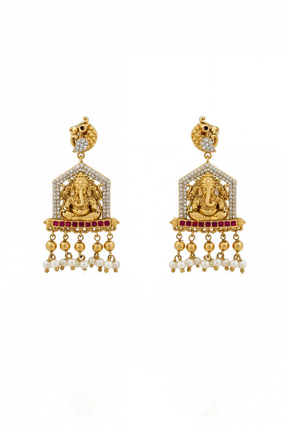 Ganesha Layered Necklace & Matching Earrings 