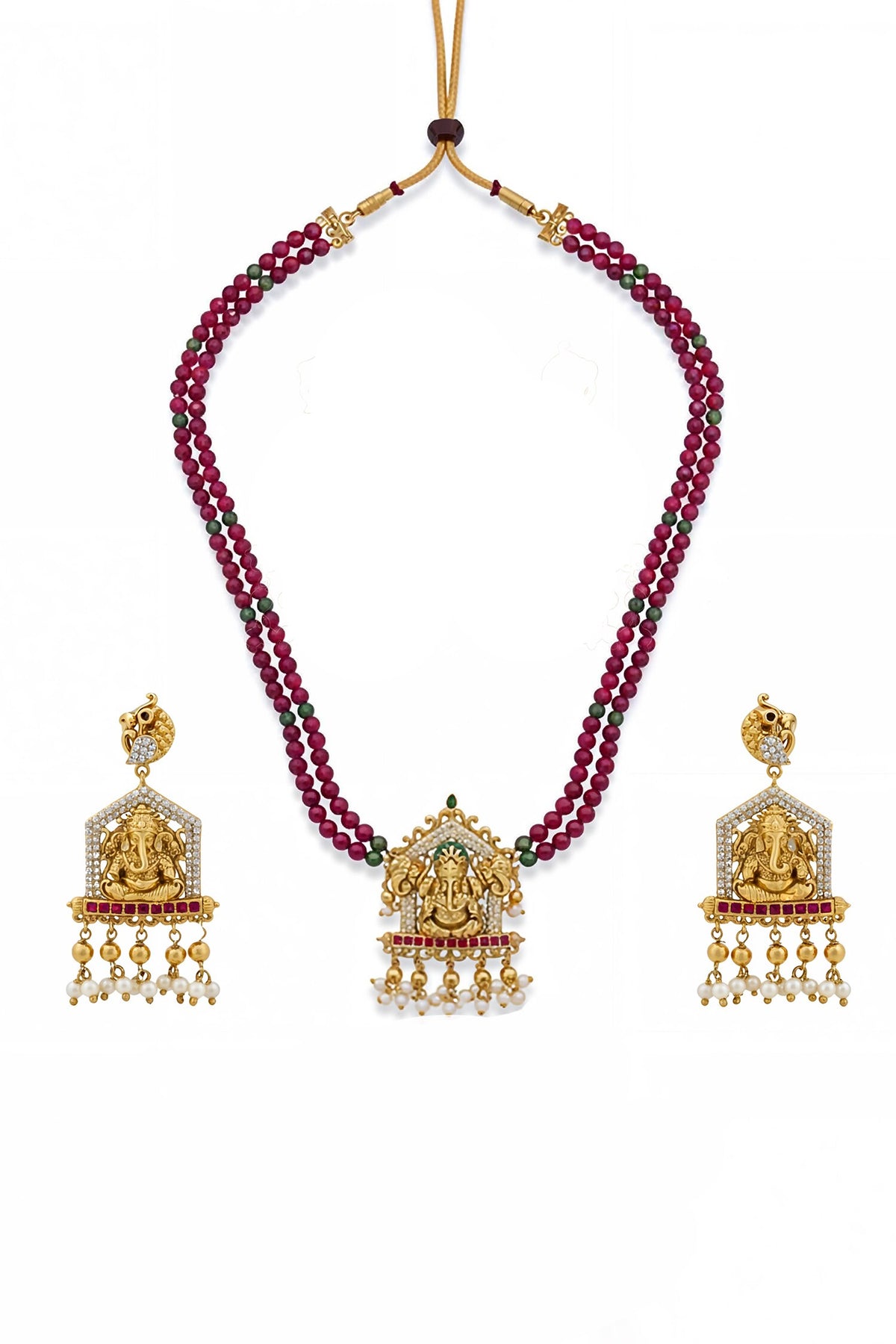 Ganesha Layered Necklace & Matching Earrings 
