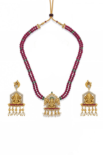 Ganesha Layered Necklace & Matching Earrings 