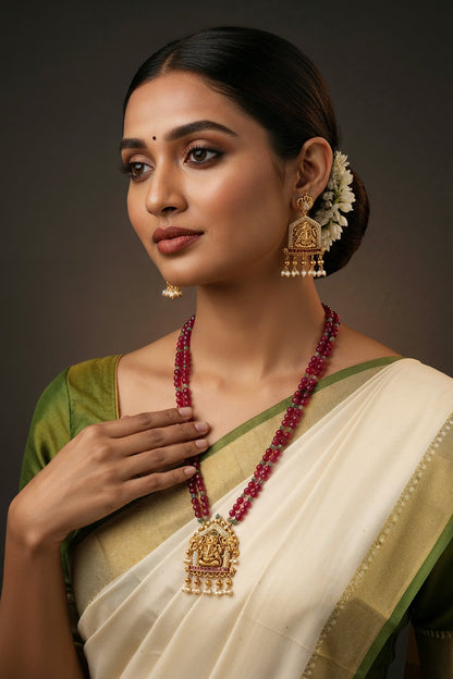 Ganesha Layered Necklace & Matching Earrings 