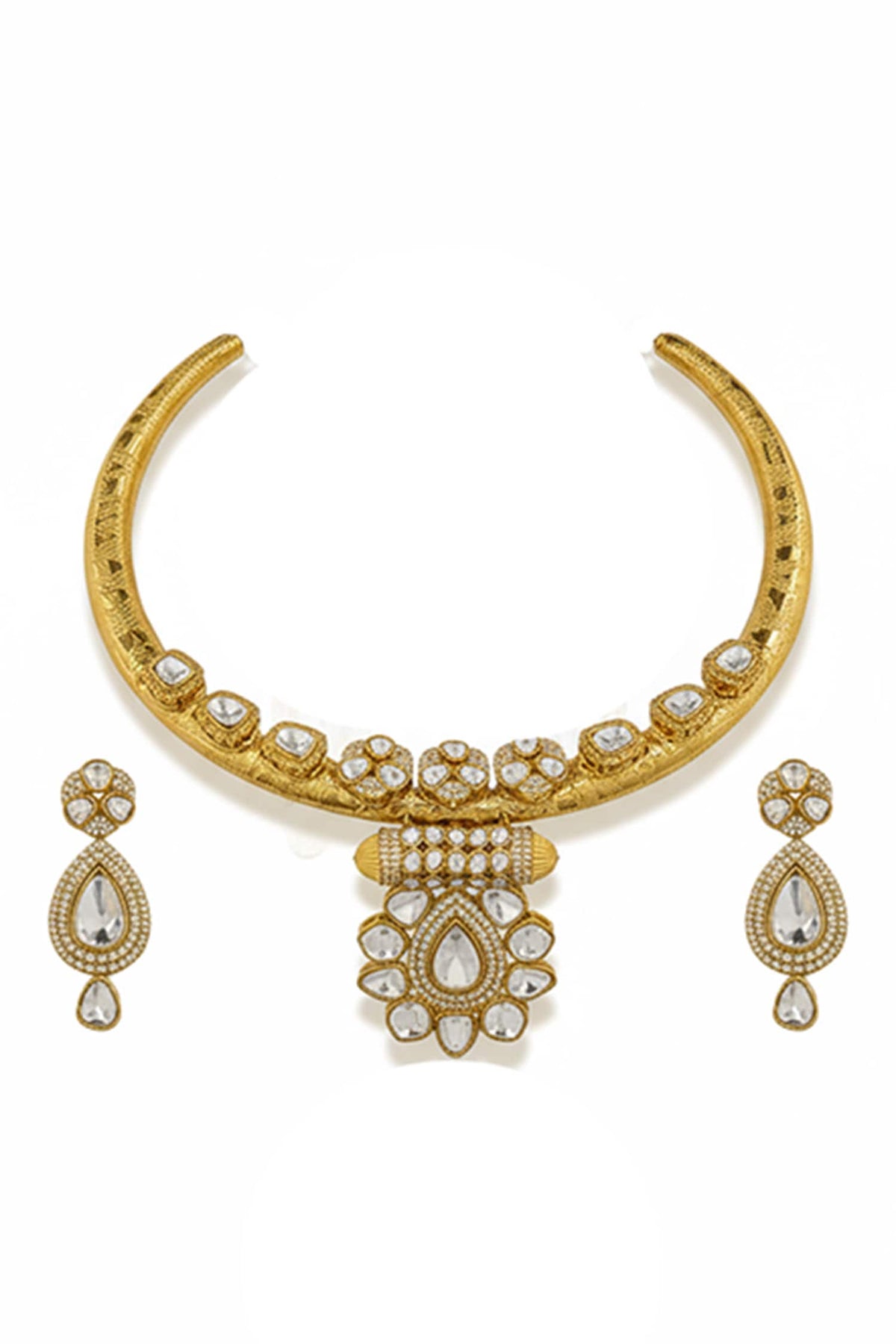 Kundan Polki Hasli Necklace & Earring Set 