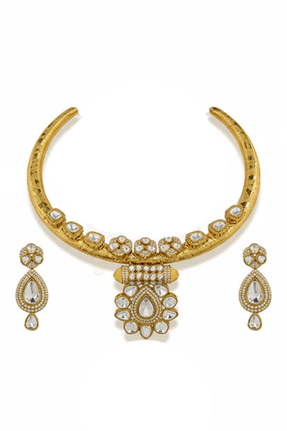Kundan Polki Hasli Necklace & Earring Set 