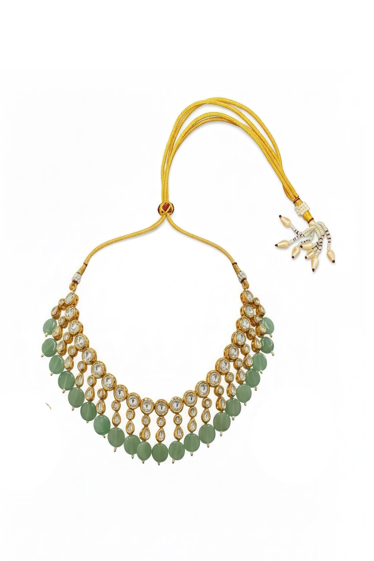 Kundan & Green Beaded Necklace Set 