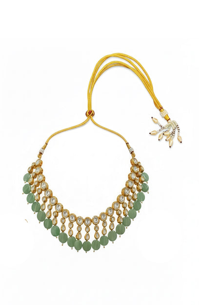 Kundan & Green Beaded Necklace Set 