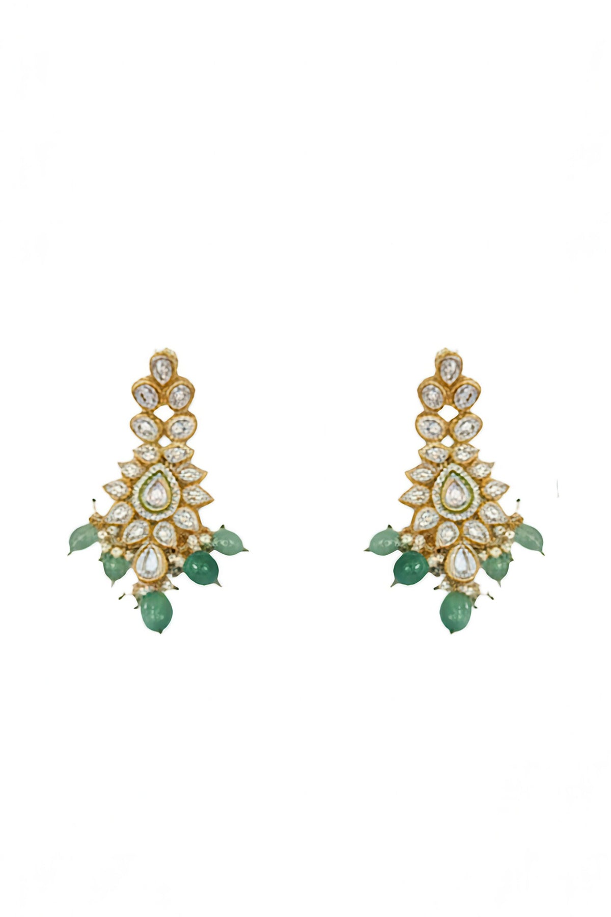 Kundan Setting & Green Bead Necklace Set 