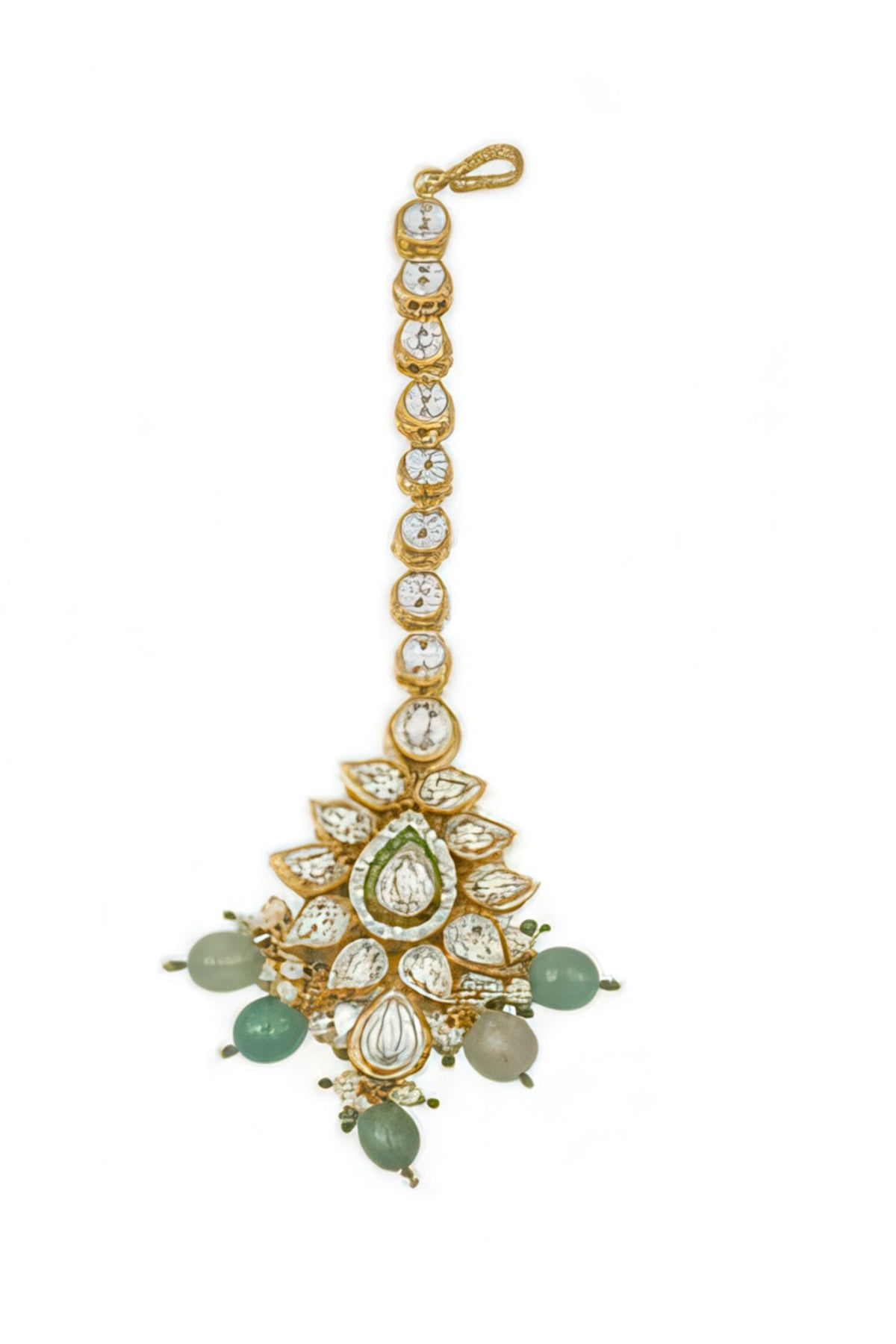 Kundan Setting & Green Bead Necklace Set 