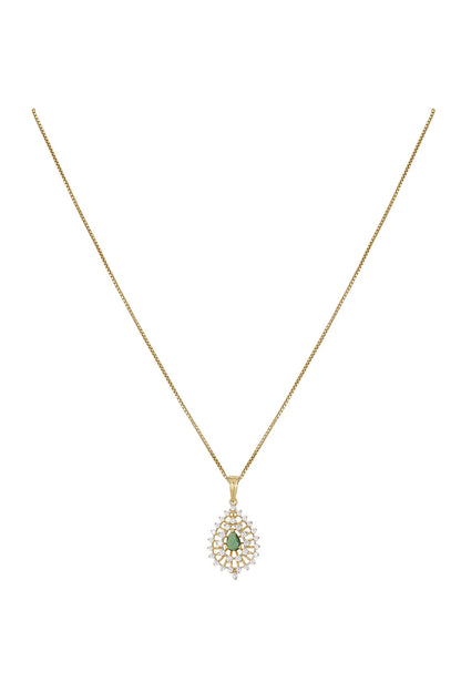 Kaveri Green Stone Studded Pendant & Earring Set 
