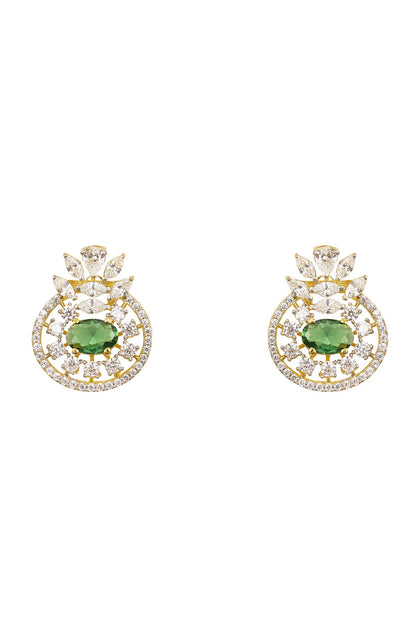 Urmi Stone Embellished Pendant  Chain & Earring Set 