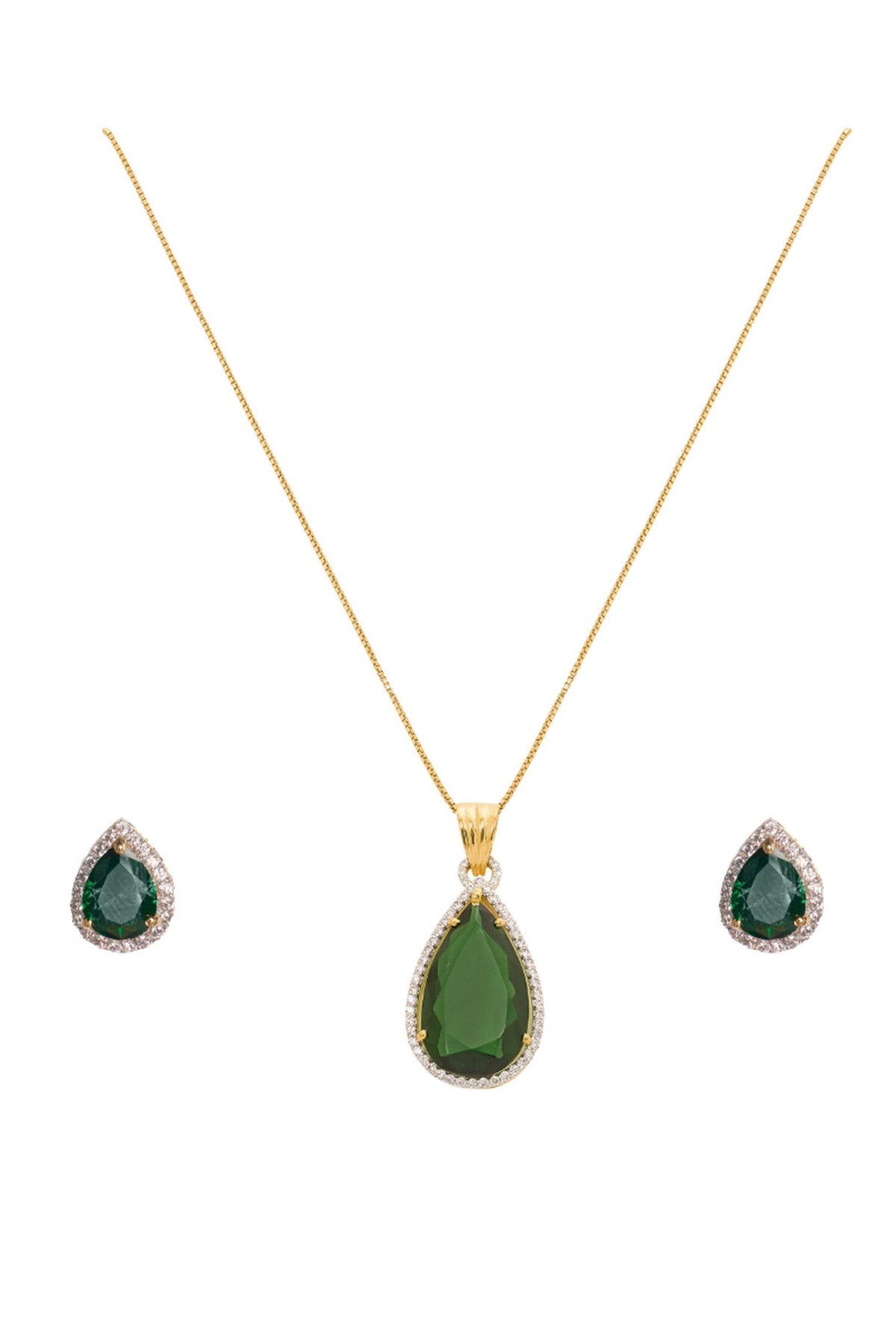Pear Shaped Pendant & Earring Set 