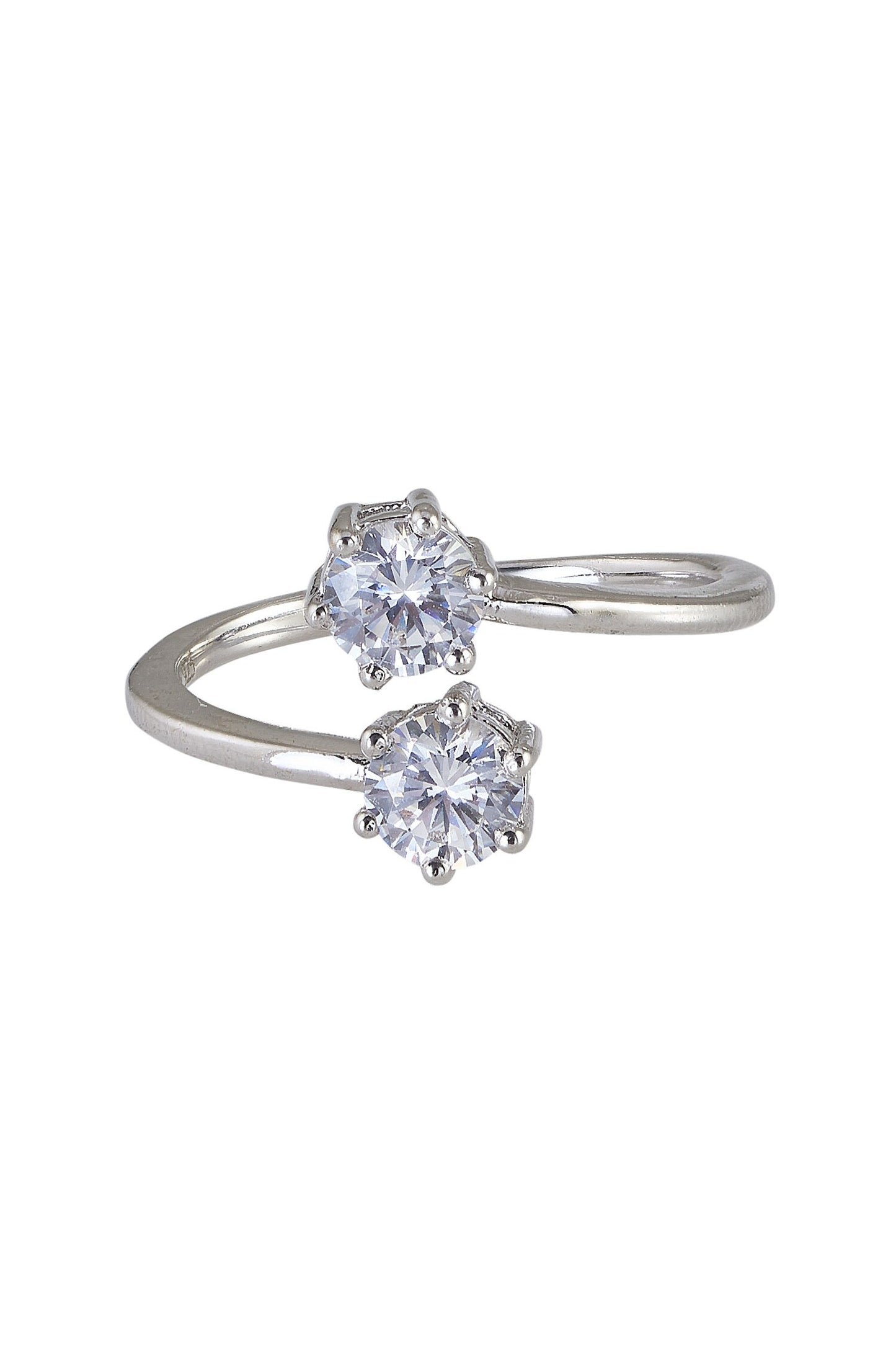 Liora Two Stone Embellished Open Ring 