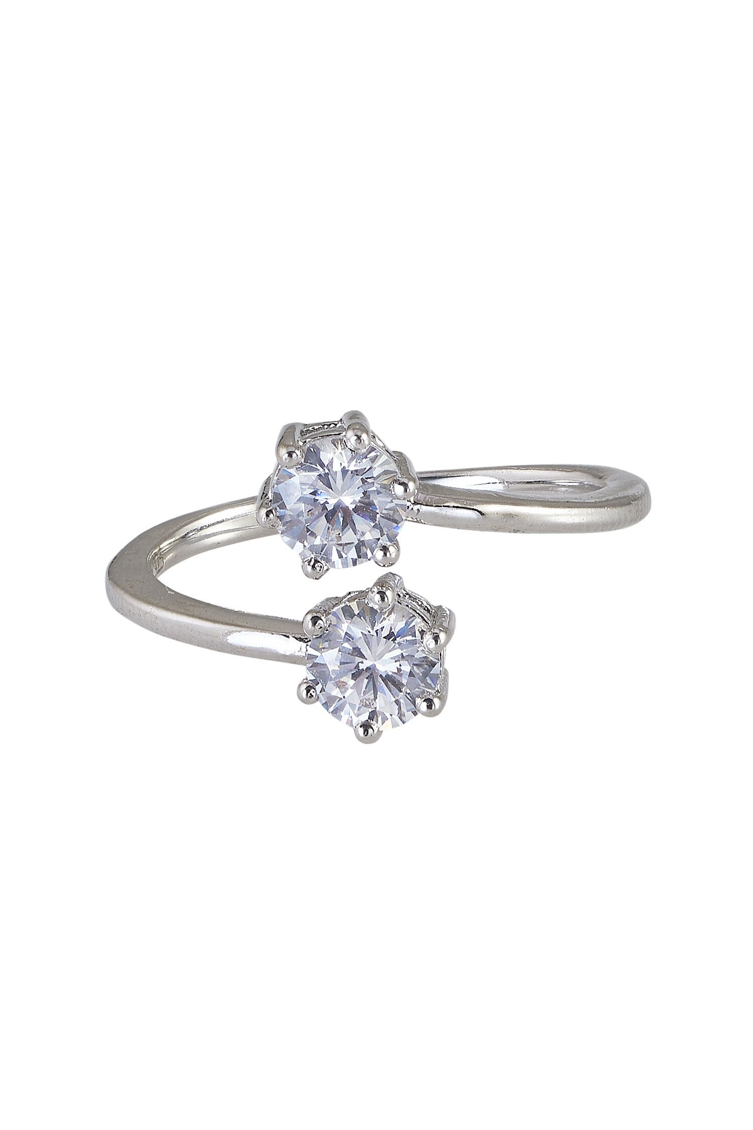 Liora Two Stone Embellished Open Ring 