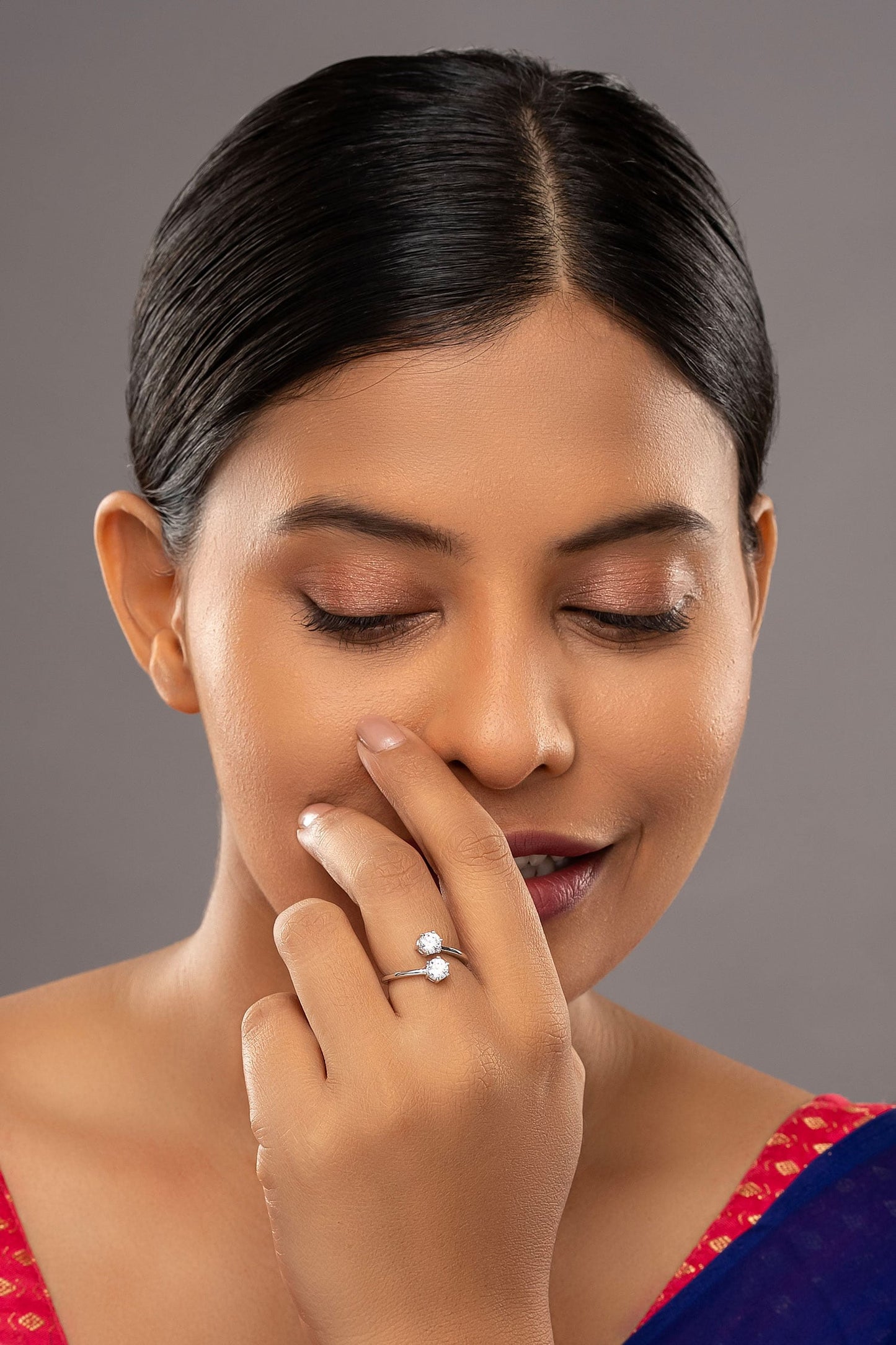 Liora Two Stone Embellished Open Ring 