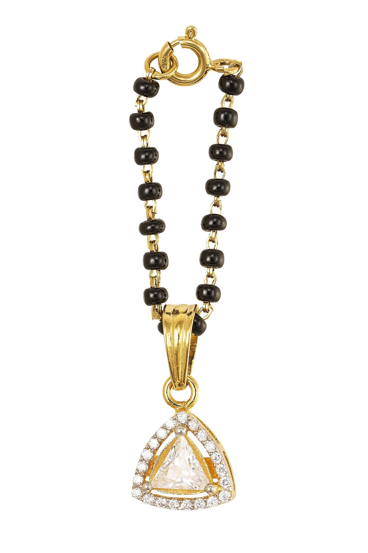 Anvika Triangle Stone & Beaded Gold Plated Watch Charm 