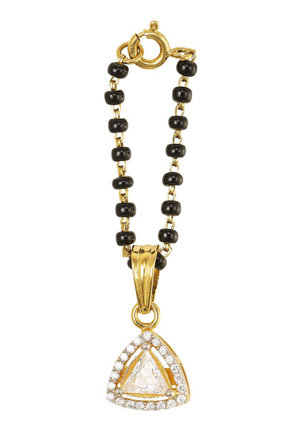 Anvika Triangle Stone & Beaded Gold Plated Watch Charm 