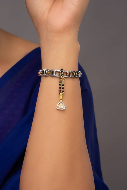 Anvika Triangle Stone & Beaded Gold Plated Watch Charm 