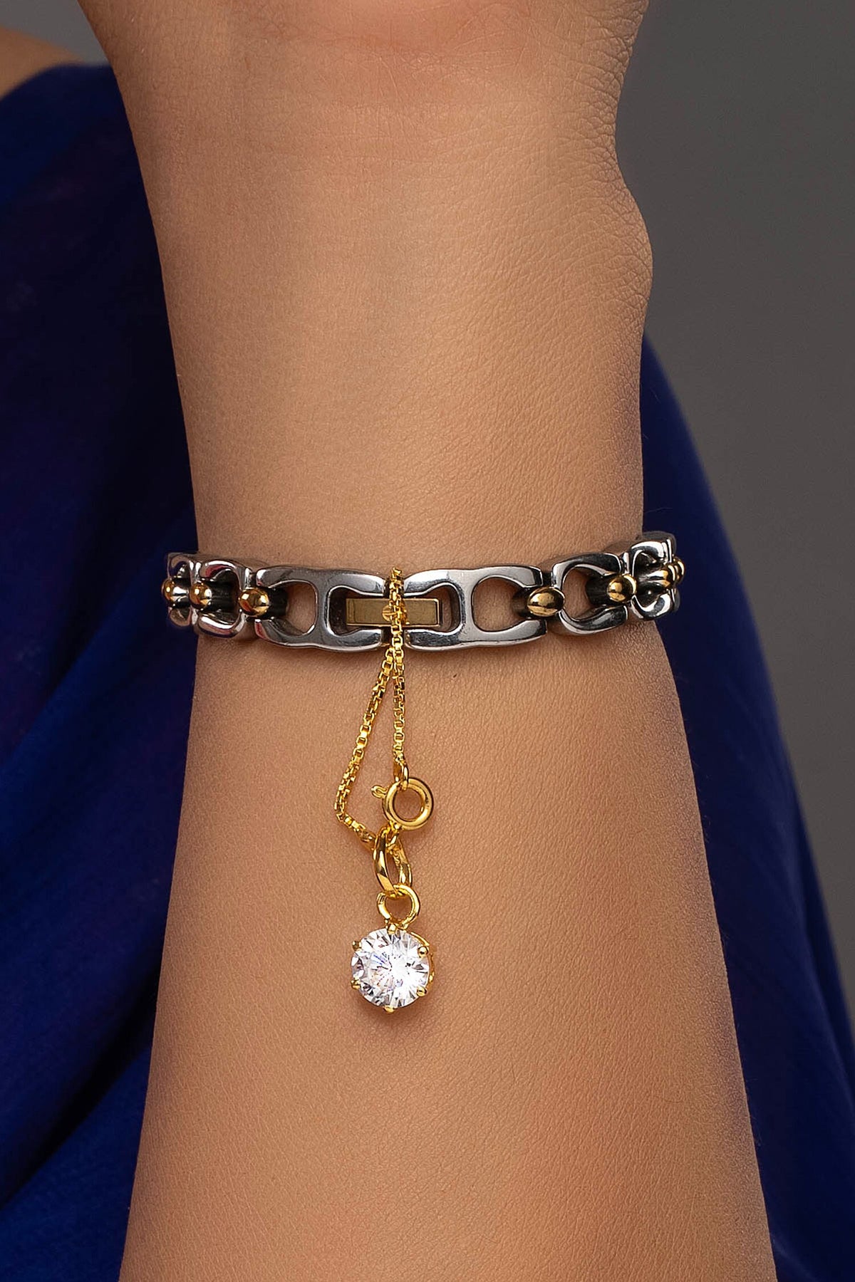 Lara 925 Silver Bracelet with Solitaire Charm 
