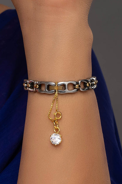Lara 925 Silver Bracelet with Solitaire Charm 