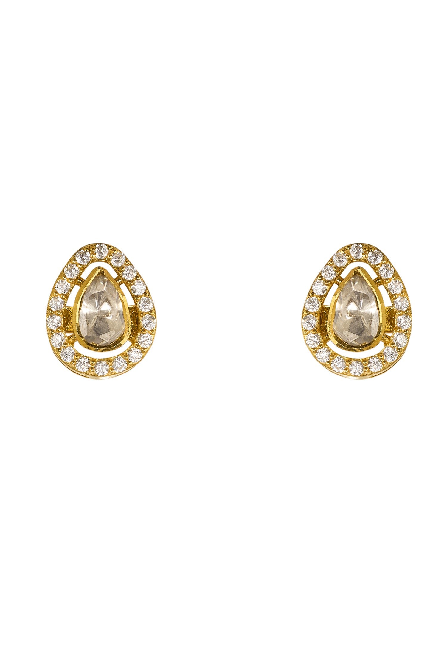 Avya Tear Drop Stone Stud Earrings 