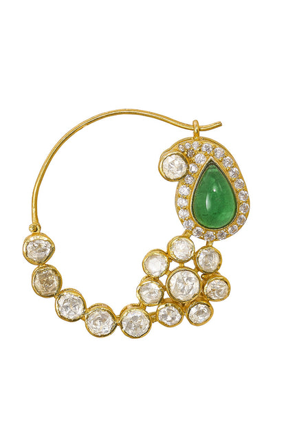 Tarini Gold Plated Emerald & Stone Nose Ring 