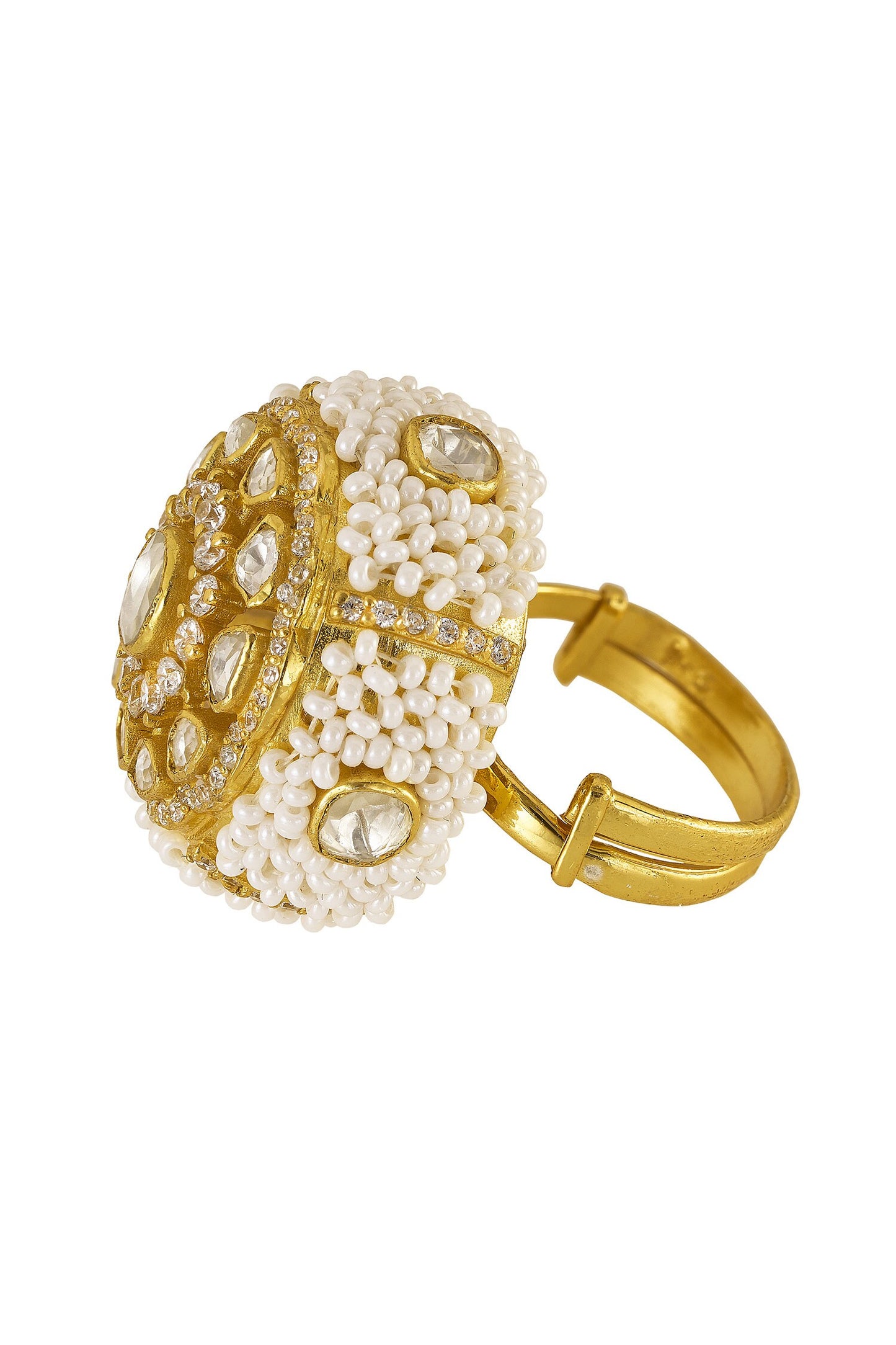 Suriyanika Pearl & Kundan Embellished Ring 