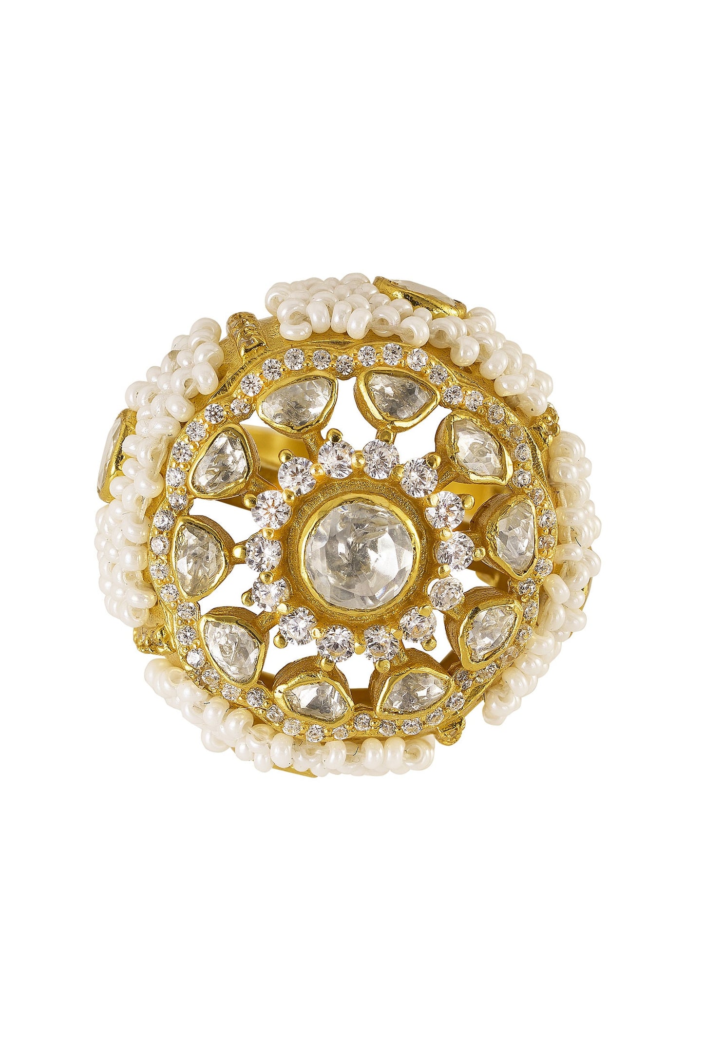 Suriyanika Pearl & Kundan Embellished Ring 