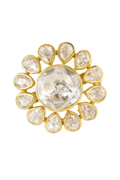 Zeraya Kundan & Stone Embellished Adjustable Ring 