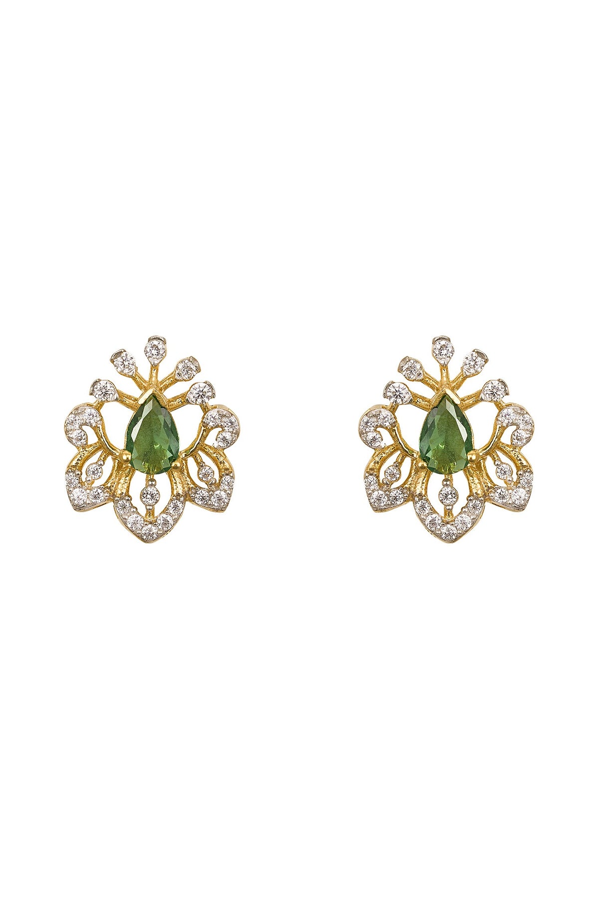 Shreena Floral Motif Pendant Set With Chain & Earrings 
