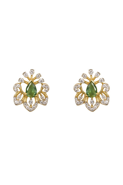 Shreena Floral Motif Pendant Set With Chain & Earrings 