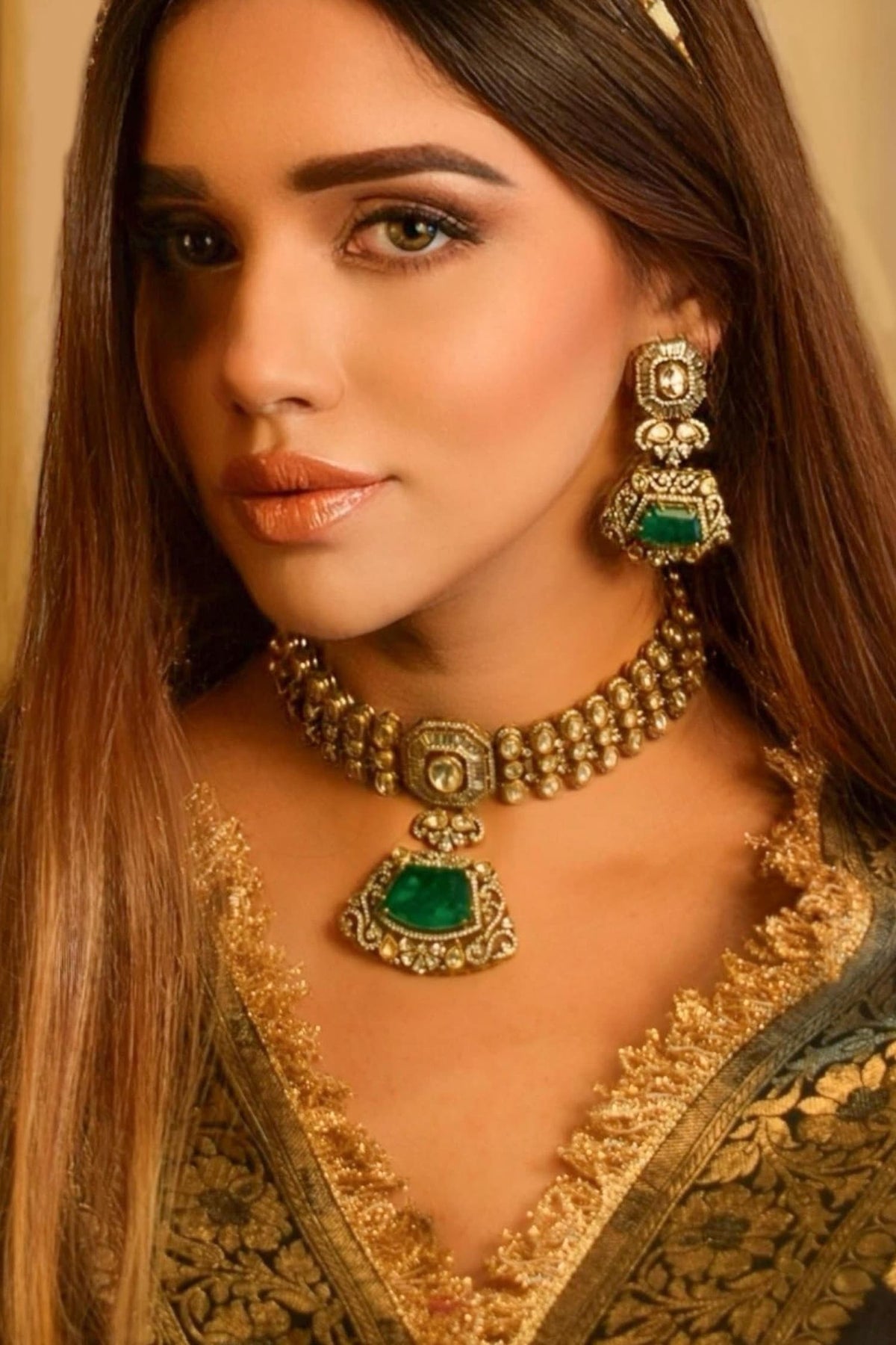 MNH Polki & Emerald Ruby Choker Set 