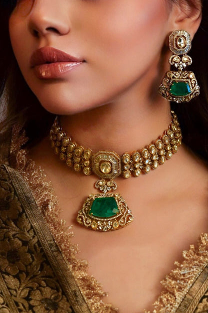 MNH Polki & Emerald Ruby Choker Set 