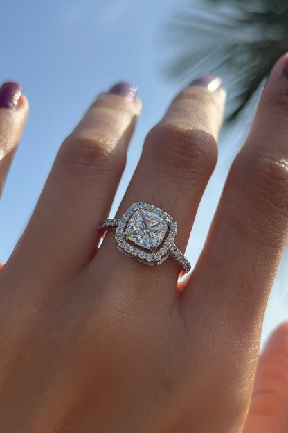 Cushion Halo Solitaire Ring 