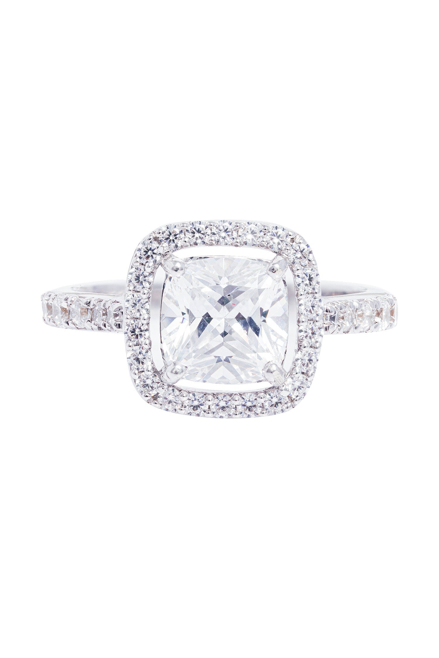 Cushion Halo Solitaire Ring 