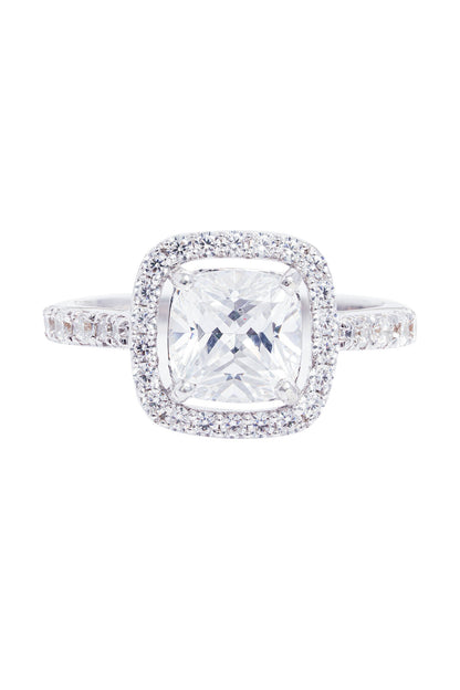 Cushion Halo Solitaire Ring 