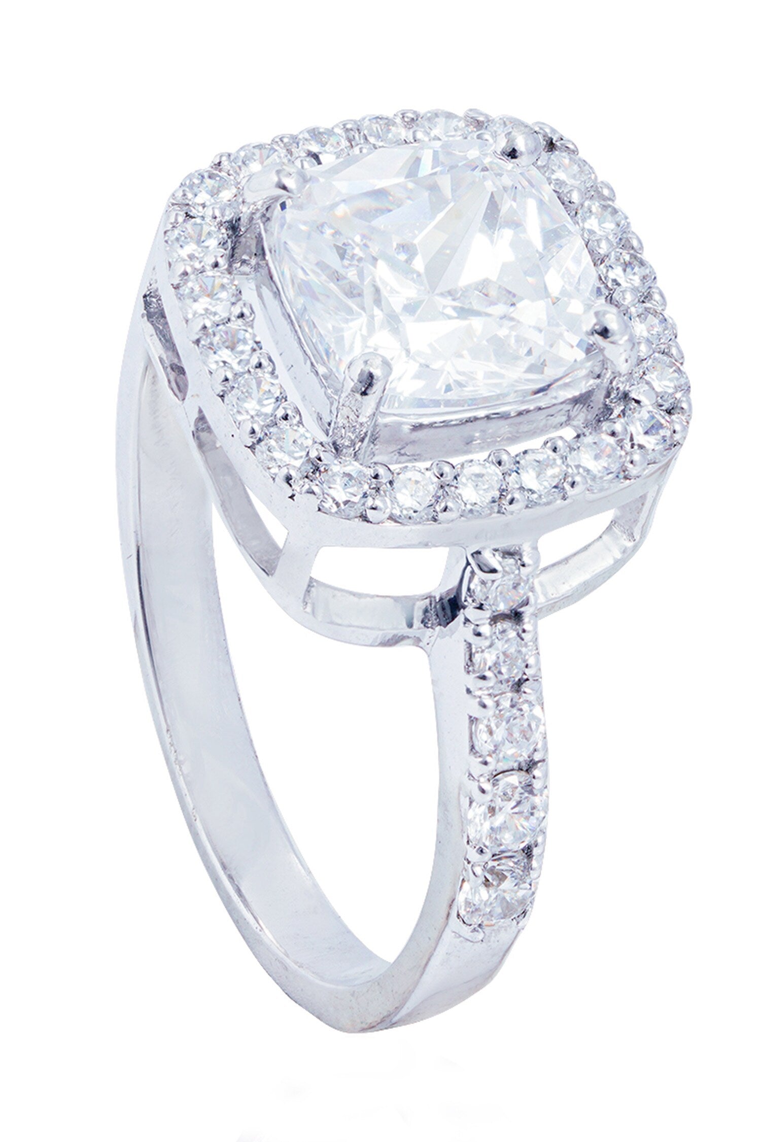 Cushion Halo Solitaire Ring 