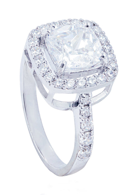 Cushion Halo Solitaire Ring 