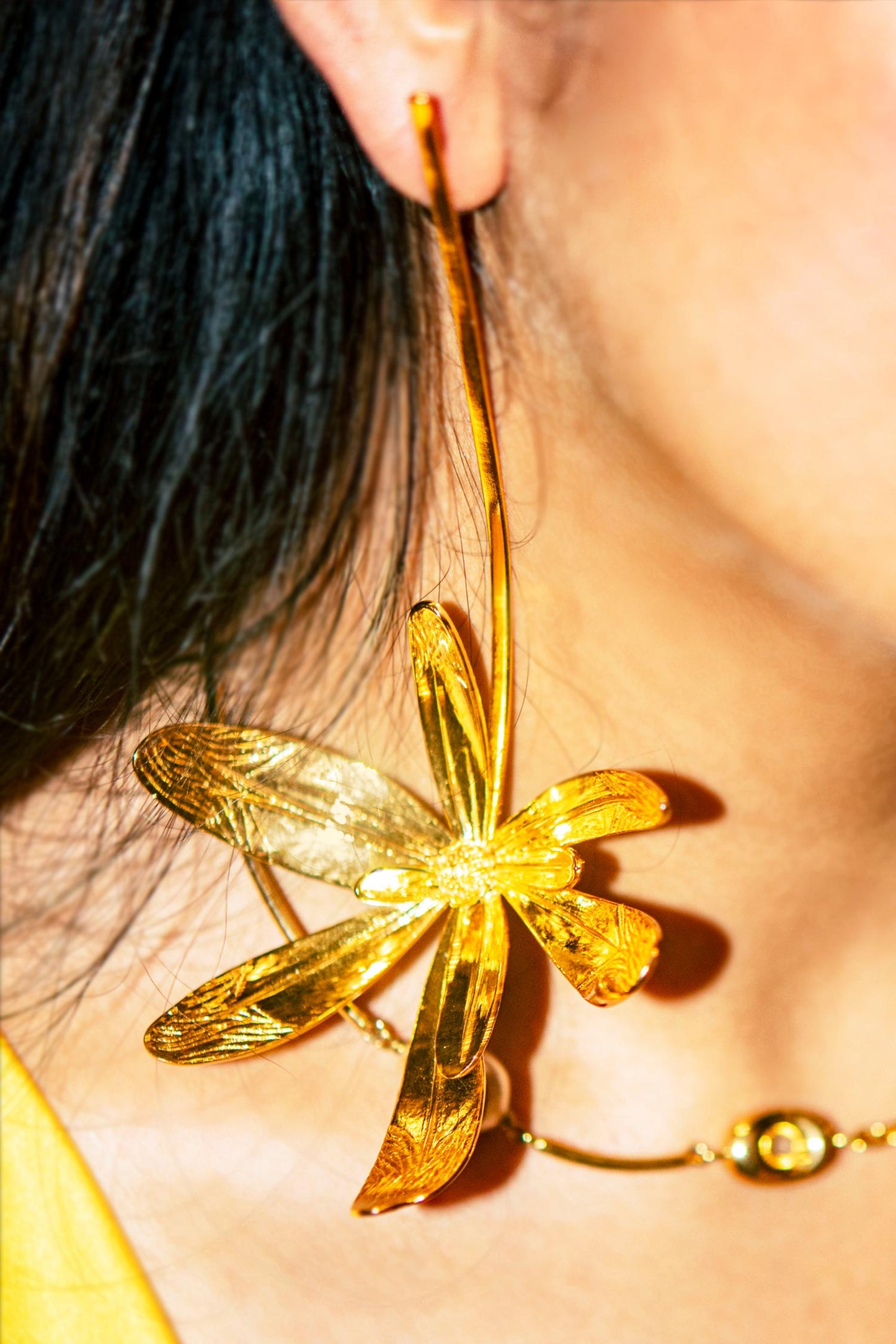 Fiore Gold Dangler Earring - Single Pc 