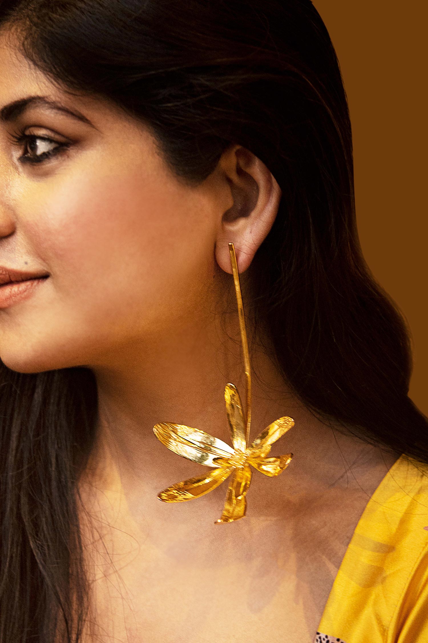 Fiore Gold Dangler Earring - Single Pc 