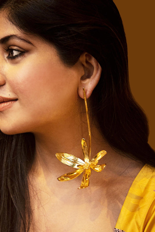 Fiore Gold Dangler Earring - Single Pc 