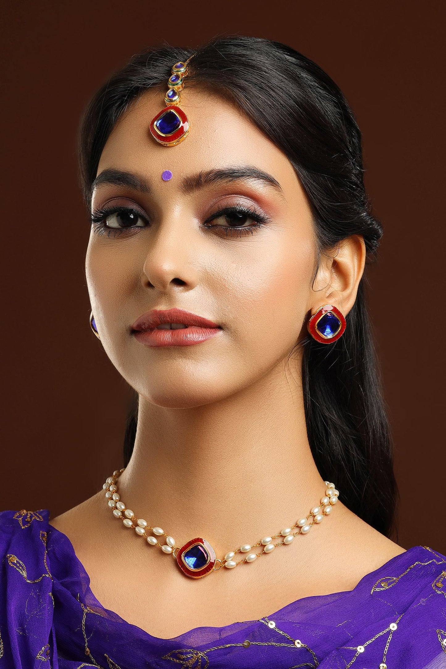 Meenakari Kundan Embellished Necklace Set 