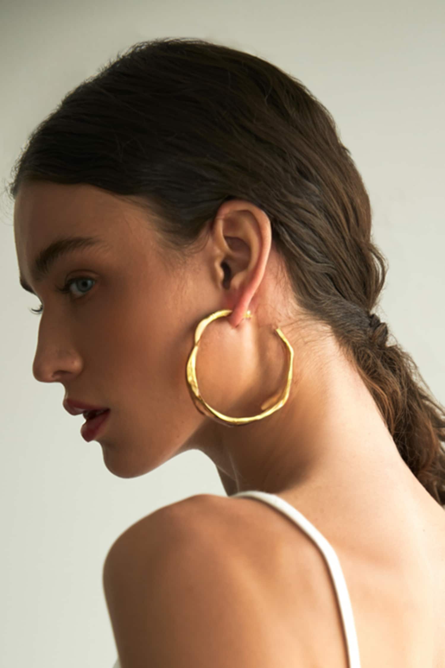 Shakti Textured Large  Hoop Earrings 