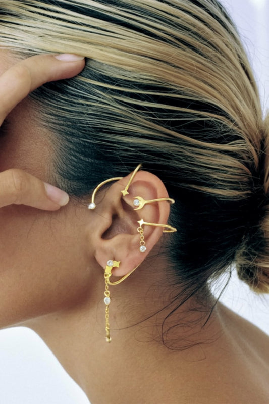 Star Moon Pair Of Ear Cuffs 