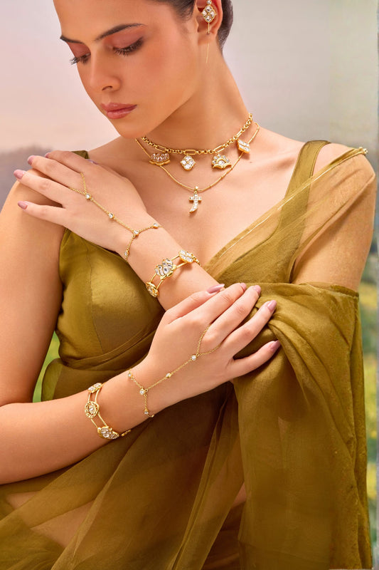 Noor Kamal Polki Cuff Bracelet 
