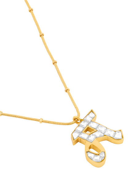 Polki M Shaped Pendant Necklace 