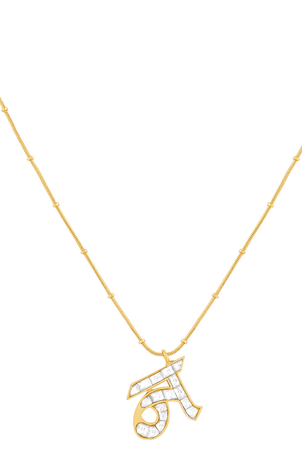 Polki N Shaped Pendant Necklace 