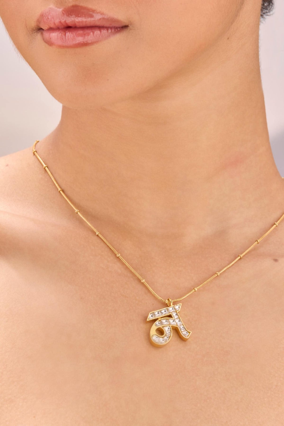 Polki N Shaped Pendant Necklace 