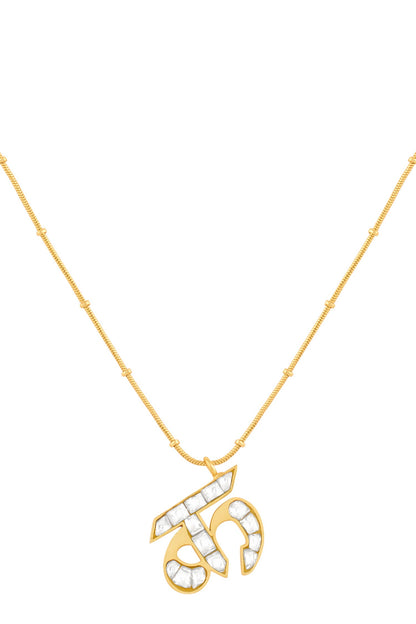 Polki K Shaped Pendant Necklace 