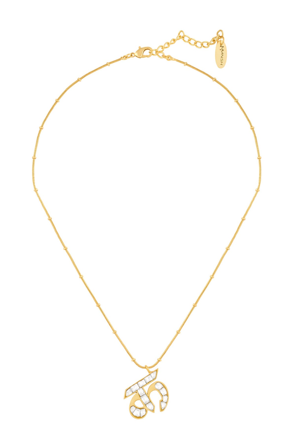 Polki K Shaped Pendant Necklace 