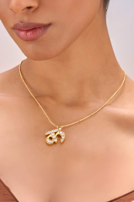 Polki K Shaped Pendant Necklace 