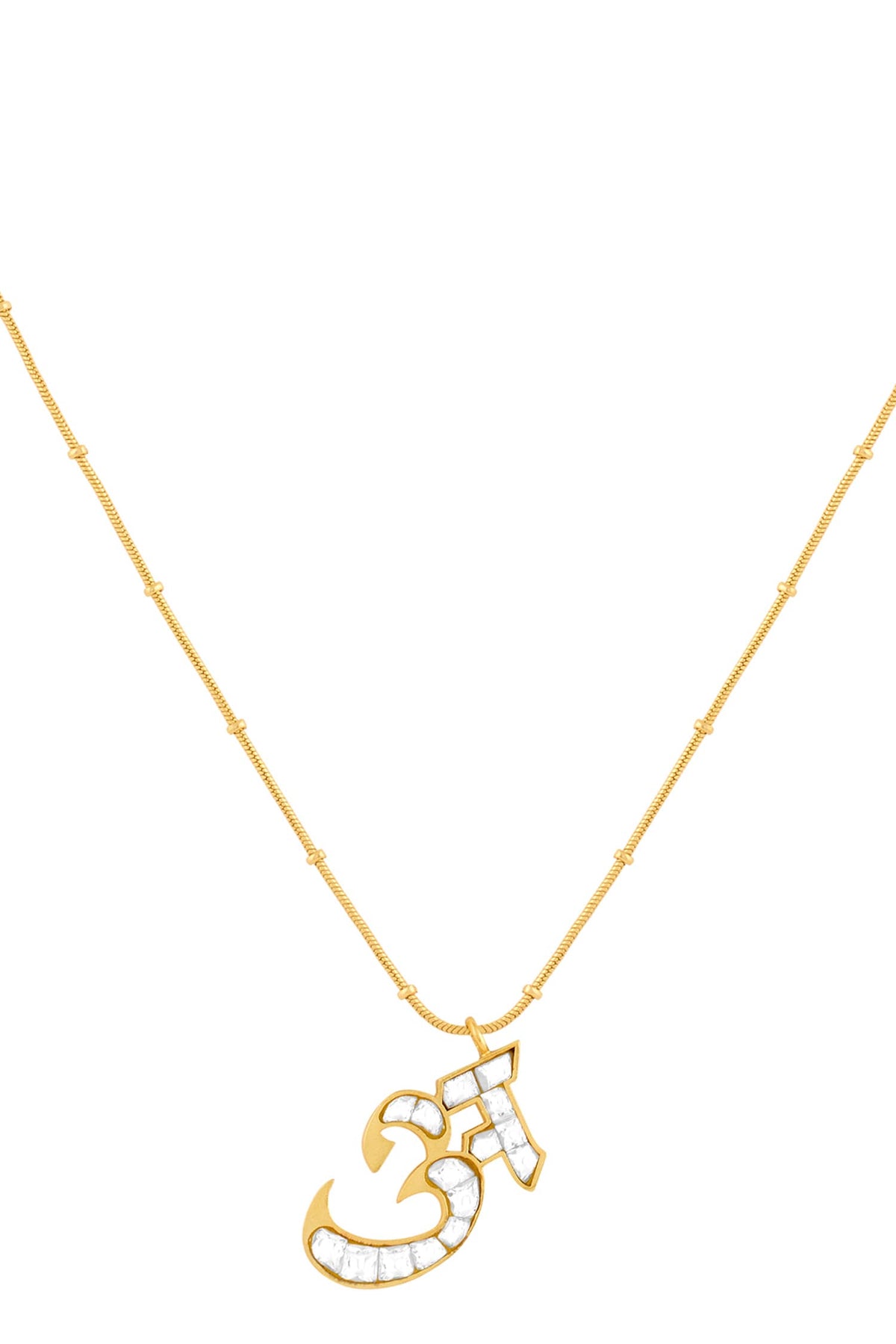 Polki A Shaped Pendant Necklace 